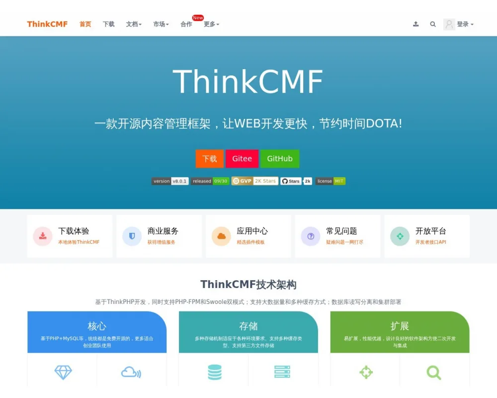 ThinkCMF 网站截图
